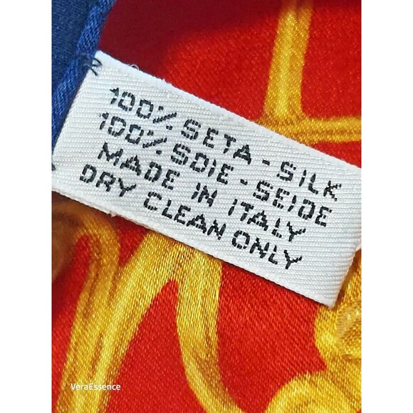 Vintage 1980s Nina Ricci Silk Scarf Printed Logo Hand Rolled Hem Gorgeous - Picture 9 of 9